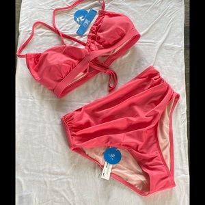 NWT, CUPSHE bikini 👙. Pink, high waisted bottoms. Top and bottom size Medium.